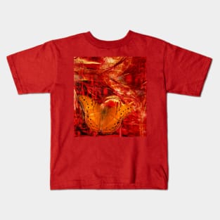 Butterfly in red universe Kids T-Shirt